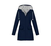TOFOTL Herbst Trench Donna Impermeabile Giacca Riscaldata Neoprene Giacche a Vento Tecnica Trench Primaverile Pioggia Bici Termica 100 Impermeabili Donna Mezza Coat Poncho 11Blu Marino L