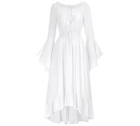 TOFOTL Invernale Costume Da Strega, Rinascimentale， Riscaldante Ricamo Feste, Maglieria Halloween Vampiro Donna Abiti Medievali， Autunnali Abito Gotico Vestito Da Vampira Donna 47-Bianco XXL