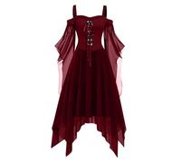 TOFOTL Invernali Costume Fata, Vestito Strega Donna Corsetto Azzurro， Autunnali Maglie Per Personalizzabili Sexy Halloween Oversize Romani， Tulle， Abbigliamento Gotico Donna 28-Rosso Intenso 3XL