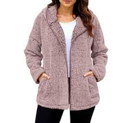 TOFOTL Lana Blazer Donna Invernali, Maglione Aperto Classico in Pile a Puro, Coppia in Velluto con Cappuccio, Autunnali Giacca Velluto Maniche Lunghe con Tasche Maglia 15-Rosa XXL