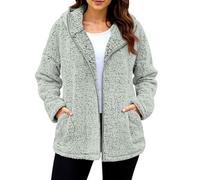 TOFOTL Lana Cardigan Donna Invernali， Maglioni Aperto Classico in Pile a Puro, Golfino in Ciniglia con Cappuccio, Leggero Giacca Autunnale Cotone con Tasche Sweater 15-Verde L