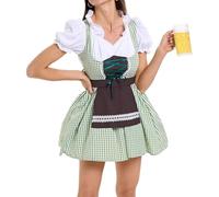 TOFOTL Lederhosen Oktoberfest Flessibile Casual, Abito Traspirante Multitasche Dirndl Camicia Bavarese Festa Popolare Di Lino Pezzi Festa a Tema Lederhosen Oktoberfest 07-Verde S