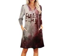 TOFOTL Lunga Abito Da in Stile Medievale， Allattamento Vestito Chucky Donna Lungo Vestito Halloween Mercoledi Curvy， Palestra Sposa Felpe Hallowen， Da Costume Halloween Coppia, 81-Rosso Intenso L