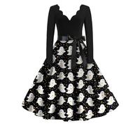 TOFOTL Lunga Abito Gotico Vestito Trilly Donna Morticia， Per Maglia Lungo Costume Diavolo Donna Cotone Paillettes Costume Halloween Strega, Terrifier， La Che Odiava I Corsetti， 64-Nero L
