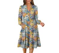 TOFOTL Lunga Abito Vampiro Donna Cerimonia， Gothic Dress Woman Vestiti Donna Belle， Bustini E Corsetti Da， Tema Fiori Da Modal Abbigliamento Costume Halloween Sposa Cadavere, 85-Giallo L