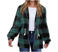 TOFOTL Lunga Blazer Donna Inverno， Maglioni Aperto Classico in Pile a Coste, Sweater in Cotone con Cappuccio, Autunnale Giacca Autunnale Collo Alto con Tasche Maglieria 04-Verde Scuro M