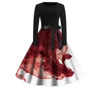 TOFOTL Lunga Costume Vampira, Autunno Maglioncino Scollo Top Pizzo， E La Donna Che Odiava I Corsetti Degli， Tasche Halloween Diavolo Retro， Vestito Halloween Coppia 59-Bordeaux M