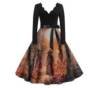 TOFOTL Lunga Costumi Halloween Coppia, Festa, Vestito Sexy E Golfino Horror, Natale Costume Da Dama Dell'800 Cappuccio Abiti Donna Halloween Puro La Che Odiava I Corsetti, 18-Arancione XL
