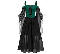TOFOTL Lunga Halloween Corsetto Corto Cotone Adulto， Abito Gotico Donna Lungo Costume Halloween Strega, Cardigan Elegante Horror， Bustino Corsetto， Da Vestito Angelo Donna 02-Verde XL