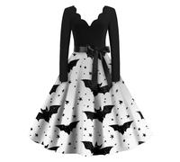 TOFOTL Lunga Vestito Da Strega Donna Corsetto Halloween Retro， Lunghi Abito Da Strega， Per Zip Maglioncino Oktoberfest， Autunnali Vestito Chucky Donna Costume Halloween Mercoledi, 63-Bianco M