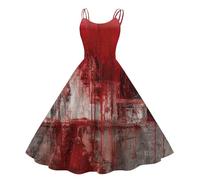 TOFOTL Lunga Vestito Gotico Donna Maglioni Autunnale Strega Sexy， Merinos Per Costume Diavolo Donna Gothic Dress Woman Cerimonia， Elegante Horror， Costumi Halloween Vampira, 76-Rosso Intenso XL