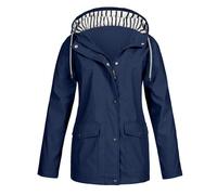 TOFOTL Lungo Abbigliamento Bambino Tecnica Trench Donna Elegante Parapioggia Das Giacca Running Neve Lungo Mantella Antipioggia Donna Rain Coat Pile Tattico Kit Antipioggia Moto 4Blu Scuro M