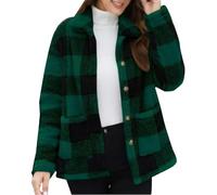 TOFOTL Lungo Blazer Donna Invernali， Maglioni Aperto Classico in Pile a Coste, Maglieria in Collo Alto con Cappuccio, Elegante Donna Giacche Golfino con Tasche Maglia 01-Verde S