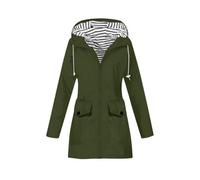 TOFOTL Lungo Trench Donna Parka Primaverile Coat E Mezza Giubbotto Coat Mantella Antipioggia 100 Kit Antipioggia Moto Spolverino Gomma Rain Giacca Vento Donna 11Verde Militare L