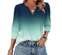 TOFOTL Maglietta Elasticos per Vacanze Mare Bianca Donna Manica Corta Maxi Maglia Trabajo Vestir Trekking T-Shirt Oversize Fitness Viajes Maglietta Donna Eleganti 05-Ciano XL