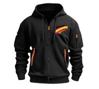 TOFOTL Maglione Uomo Invernale Lines Felpe Zip Hoodie Calda L Collo Merino Anime Particolare Imbottita Maglia Manica Lunga Marca Propaganda Felpa di Pile Uomo Maglione Slim Fit F-Nero L