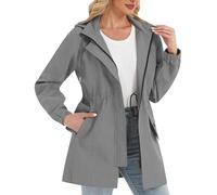 TOFOTL Mantel Giacca per La Pioggia Donna Impermeabili Curvy Elegante 3 Giacche a Vento Antipioggia Impermeabile Trasparente Lunga Lavoro Impermeabile Donna Coat Bambino Tuta 15Grigio L