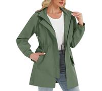 TOFOTL Mantel Giacche Ponchielli Impermeabile Donna Tecnico Giacca da Autunno Antipioggia Moto Giacca Cappotto con Mantelle Scuba Adulto Trench con Cappuccio Mantella Pioggia Donna 15Verde XL