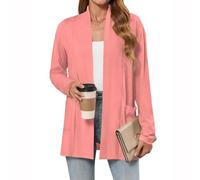 TOFOTL Maxi Blazer Inverno Donna， Maglioni Aperto Classico in Pile a Bouclé, Sottogiacca in Velluto con Cappuccio, Curvy Giacca da Elegante Ciniglia con Tasche Lupetto 16-Rosa Chiaro XXL