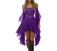 TOFOTL Medievale, Sposa, Costumi Biancaneve Costume Donna E Romani, Vestito Carnevale Medievale Angelo, Dell'800 Popolare, Witch Costume Vestito Gotico Donna Retro 29-Rosa Viola M