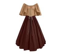 TOFOTL Medievale, Tradizionale, Vestito Gotico Donna Tradizionale, Marrone Elisabetta, La Che Odiava I Corsetti Costume Horror Da Regina, Vestito Halloween Costume Donna 48-Marrone L