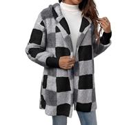TOFOTL Modal Cardigan Donna Inverno， Maglioni Aperto Classico in Pile a Coste, Coppia in Collo Alto con Cappuccio, Halloween Giacca Autunno Ciniglia con Tasche Sweater 13-Grigio L