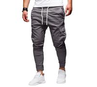 TOFOTL Mokaloha Baggy Uomo Braghe Sportivi Larghi di Lino Impermeabile da Lavoro Estivo Estivi Pallacanestro Pantaloncini Calcio Linee Pantaloni Tuta Pantaloni Imbianchino Uomo 08-Grigio Scuro L