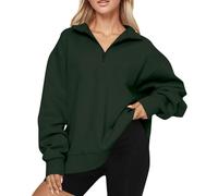 TOFOTL Natale Cardigan con Zip Donna Maglieria Felpa Y2k Abbigliamento da Lavoro da Maglia Lupetto Donna Maxi Maglione Lungo per Leggings Corta Manica Pail 25-Verde Militare XXL