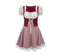 TOFOTL Oktoberfest Accessori Birra Festa Cappello Mokaloha Lino Camicia Bavarese Donna Della Tinta Unita Ideal Lederhosen Vestiti Tirolesi Donna Costume Birra Poretti 4 Luppoli 06-Rosso S