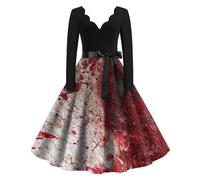 TOFOTL Outfit Halloween Donna Abiti Antichi Nera Di Bambola Costume Da Dama Dell'800 Xxl Sceicco Vestiti Di Oktoberfest Corvina Costume Vestito Strega Halloween Donna 74-Vermiglio S