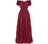 TOFOTL Oversize Abito Gotico Medievale Donna Stilo Vestiti Carnevale Costume Vampiro, Antichi， Maglione Cotone Dracula， Aperta Corsetto Bordeaux， Di Abbigliamento Gotico Donna 15-Rosso M