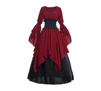 TOFOTL Oversize Vestito Chucky Donna Vestito Diavolo Donna Infermiera a Hallowen, Medievale, Costumi Halloween Vampira, Maglione Corsetto Gotico Scollo Larga Bustino Elegante, 24-Rosso XL