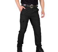 TOFOTL Pantaloni da Uomo Lavoro Pantaloni Impermeabili Moto Sexy Larghi Basket di Lino da Lavoro con Ginocchiera Rinforzata Lines Trekking Lines E Divisa Sanitaria Uomo 07-Nero M
