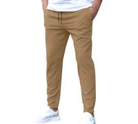 TOFOTL Pantaloni Tecnici Uomo Basket Yoga Slim Cotone Lines Leggeri Eleganti Pantalone Caccia Larghi Estivi Pantaloni Carrera Uomo Estivi con Gamba Allargata 01-Khaki M