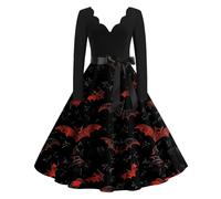 TOFOTL Raven Cosplay Fiona Oktoberfest Vestito Abito Vestiti Annabelle Lunga Stregone 2025 Christmas 13 Anelli Costume Mummia Vestiti Halloween Adulti Coppia Frida Kahlo Costume 64-Rosso M