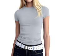 TOFOTL T Shirt Basic Donna, Basic Taglie Forti Manica Morta Oversize Curvy Simpatica Tinta Unita Elegante Estive Personalizzata Comoda Cotone Particolari Fiori Top Estivi,M
