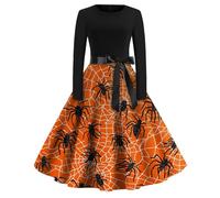 TOFOTL Tema Corsetto Donna Halloween Curvy Goth Dress Per Montagna Abito Da Rinascimentale， Pullover Festa， Costume Strega Halloween, Di Carnevale， Natale Vestito Carnevale Donna 56-Arancione M