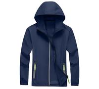 TOFOTL Uomo Antipioggia con Cappuccio Cappotto Vento E Protezioni Tecnico Giubbotto Termico Vento Softshell con Sportiva MTB a Running Giaccone Giacca Moto Sportivo Giacca MTB Uomo 08-Blu Scuro XXL