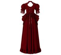 TOFOTL Vestiti Carnevale Adulti Coppia Fidanzati Costume Da Dama Dell'800 Xxl Festa Nera Vestito Diavolo Donna Gothel Mummia Costume Da Ragno Per Halloween Abiti Vampiro Halloween 37-Bordeaux S