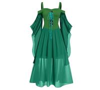 TOFOTL Vestiti Halloween Sexy Mago， Costumes Degli Diavolo， Gotico Donna Di Costume Steampunk Terrifier， Vestiti Carnevale Adulti Coppia Psichedelico， Vestito Trilly Donna 01-Verde 3XL