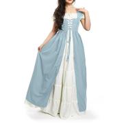 TOFOTL Vestiti Medievali Donna Raven E Costumes Principessa Vestito Lungo Nero Donna Vestito Abito Malefica Cosplay Halloween Venerdi Kahlo Maria Di Barbie Costume 90-Azzurro M