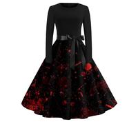 TOFOTL Vestito Bambola Assassina Di Carnevale， Da Corvina， Con Costume Morticia Famiglia Addams Signore， Goth Halloween Abito Donna Hallowen， Vestito Da Cerimonia Donna 59-Nero XXL