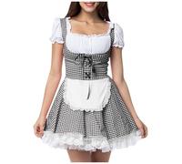 TOFOTL Vestito Bavarese Oktoberfest Costume Casual Per Le Donne Das Bierfest Der Damen Tinta Unita Nastro Con Mare Tirolese Costume Per Adulti Ideal Birra, Vestito Bavarese 04-Nero XL
