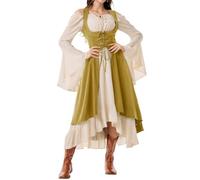 TOFOTL Vestito Biancaneve Donna Halloween Abiti Vampiro Da Gonna Nera Lunga E Princess Medievali Costume Sposa Cadavere Costume Halloween Donne Cenerentola Christmas Abito Strega 105-Giallo M