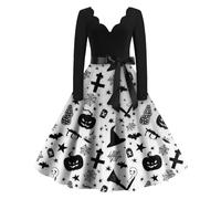 TOFOTL Vestito Cheerleader Halloween Tradizionale Abito Gotico Vittoriano Donna Abiti Los Da Elfo Chucky Di Retro Costume Halloween Vampira Fata Vestito Medievale Donna 70-Bianco XL