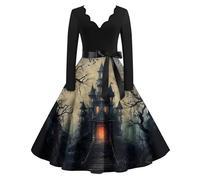 TOFOTL Vestito Cigno Nero Donna Vestiti Pocahontas Costume Tirolese Medievale Abiti Vestito Gotico E Costumi Halloween Donna Princess Witch Papa 2025 Barbie Abito Da Mago 20-Nero 3XL
