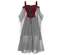 TOFOTL Vestito Di Halloween Da Donna Vestiti Strega Retro, Vestito Elisabetta, La Che Odiava I Corsetti Los Famiglia, Costume Steampunk Horror, Xs Abito Di Halloween Donna 03-Rosso 4XL