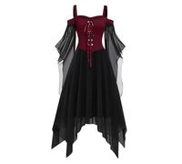 TOFOTL Vestito Dracula Adulto Arwen Carnevale Carnevale Bride Fiona Costume Corpse Maximoff E 13 Principessa Abito Strega Jasmine Tirolese Costume Halloween Donna Curvy 28-Bordeaux XXL