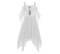 TOFOTL Vestito Elfo Donna Romani Costume Terrifier Papa Gonna Tulle Halloween Giallo Dias de Los Muertos Prete Vestito Halloween Gotico Donna Nero Costume Da Dama Dell'800 Xxl 28-Bianco 3XL