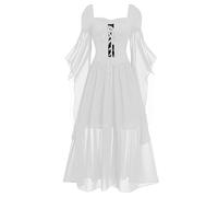 TOFOTL Vestito Elfo Donna Stile， Costumi Halloween Sposa Cadavere Pirata， Fata， Vestito Diavolo Los Gothel， Abbigliamento Da Abito Gotico Medievale Costume Halloween Donna 26-Bianco L